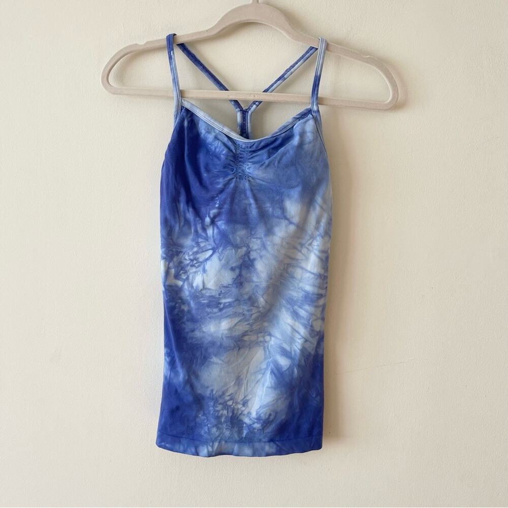 Athleta Y strap Tank Top Tie Dye Women’s size S Blue Purple